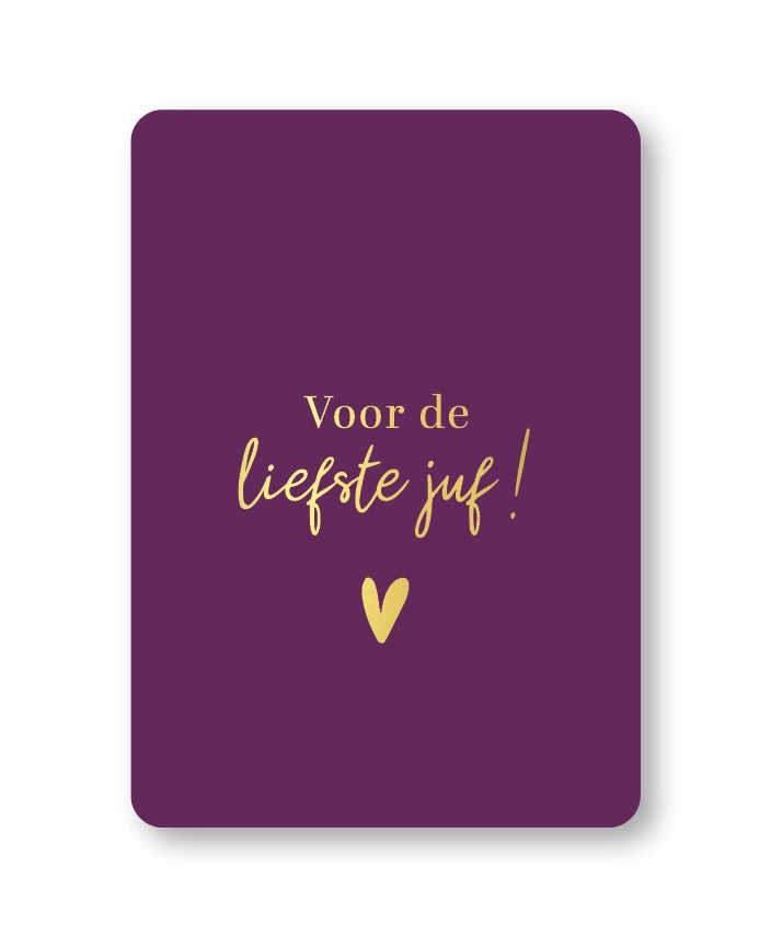 KP® Wenskaarten A6 - Voor de liefste juf ,donkerpaars