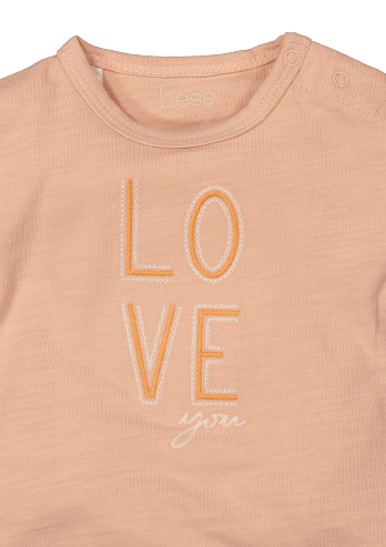 Bess:Ls: shirt "Love" dusty rose