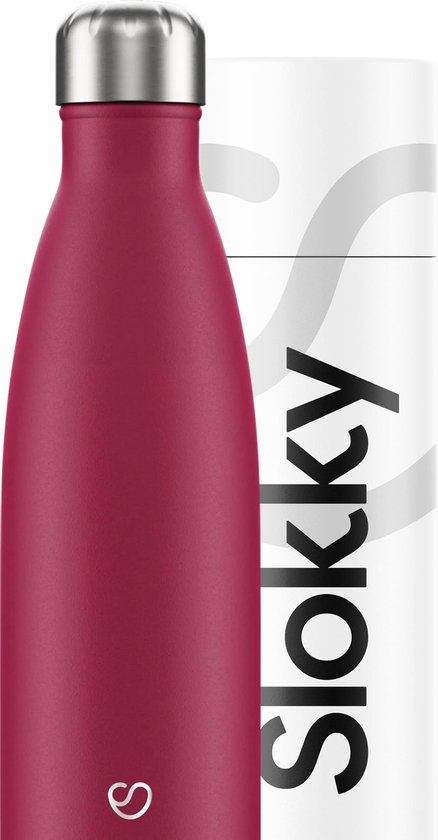 Slokky: stainless steel drinkbus matte roze