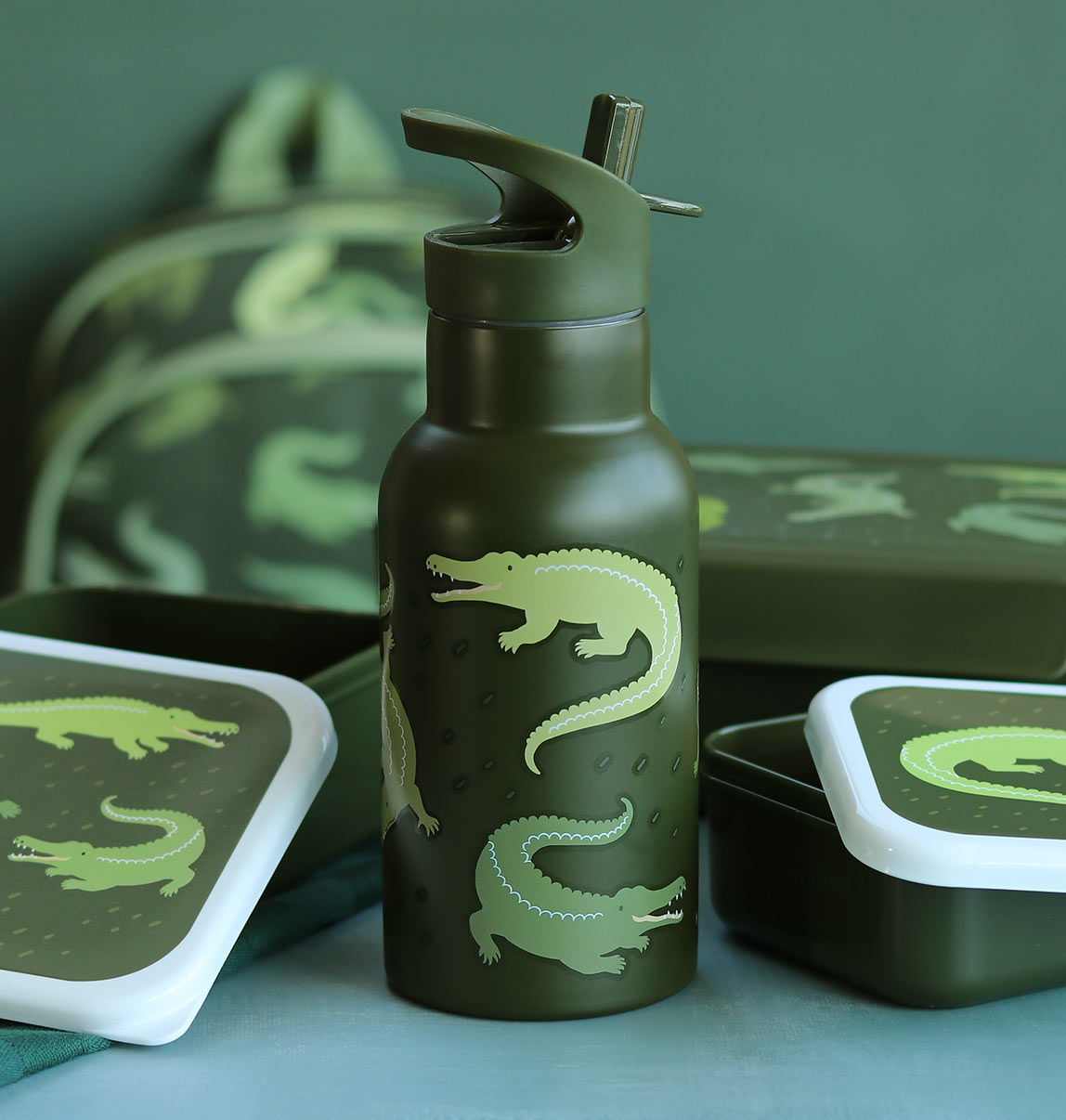 A Little Lovely Company:RVS Drinkfles:krokodillen