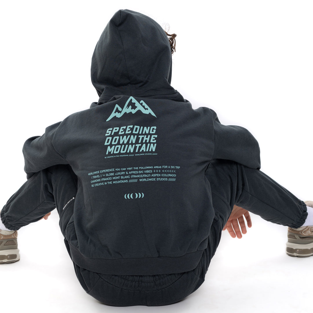 No way monday:Hoodie loose fit woodland grey with backprint