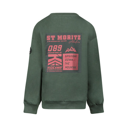 No way monday: sweater loose fit forest green with backprint