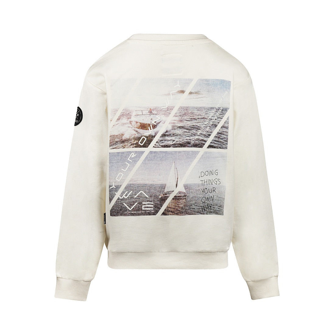 No way monday: Sweater offwhite +backprint