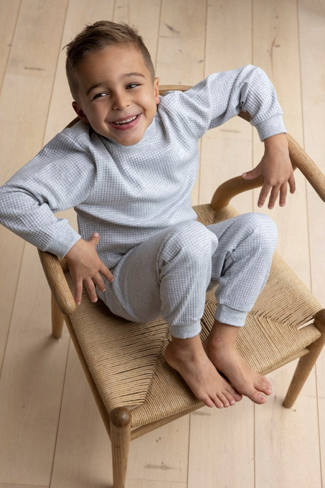 Feetje: wafel pyjama grey melange: unisex