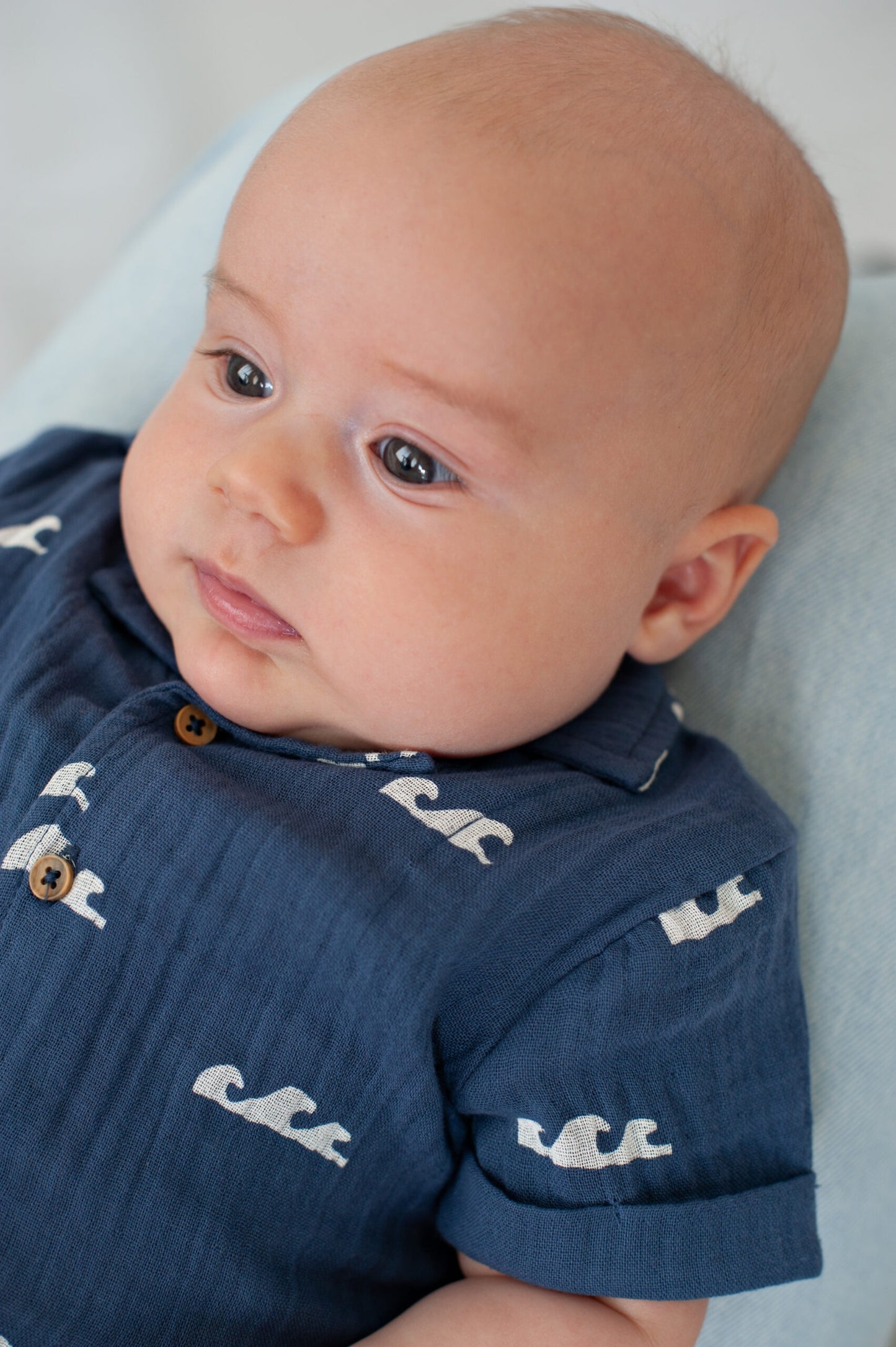 Feetje:summer woven: hemdje tetra navy golf