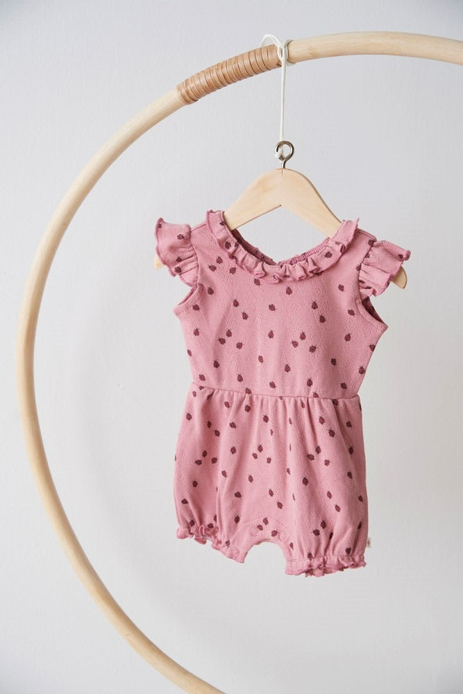 Feetje:Ladybug: playsuit ajour rib AOP