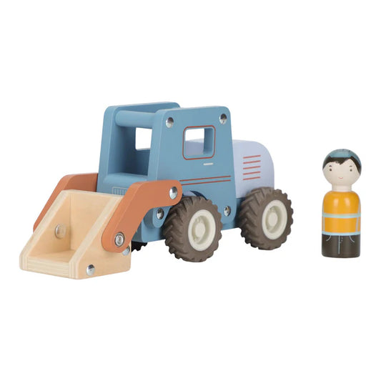 Little Dutch: houten bulldozer blauw