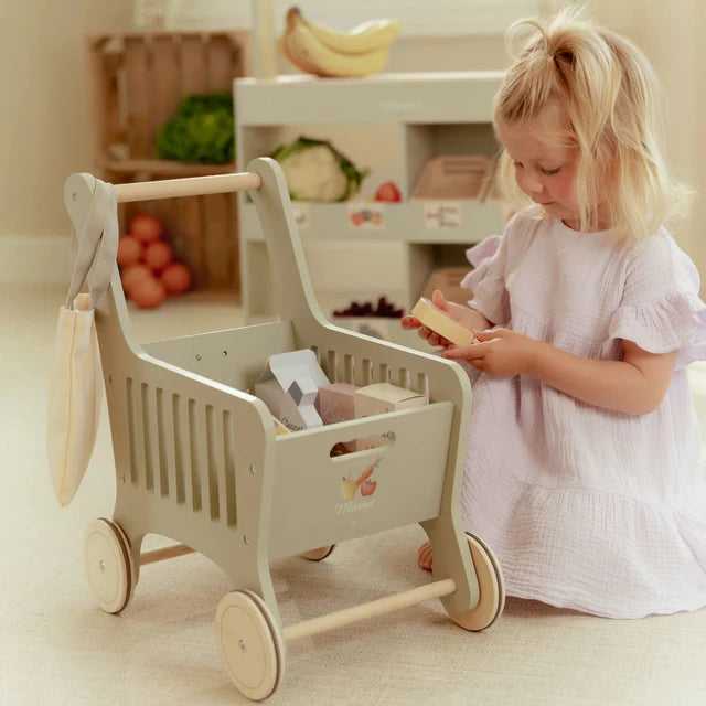 Little Dutch: houten winkelwagen met producten