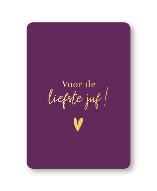 KP® Wenskaarten A6 - Voor de liefste juf ,donkerpaars