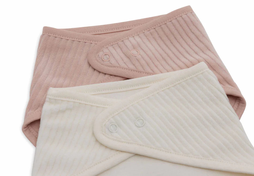 Jollein: Slab Bandana Velvet Rib - Wild Rose/Ivory - 2 Stuks