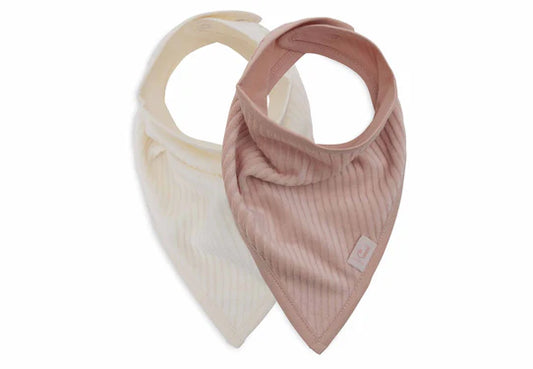 Jollein: Slab Bandana Velvet Rib - Wild Rose/Ivory - 2 Stuks