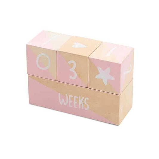 Jollein: Milestone blocks white/pink (4pcs)
