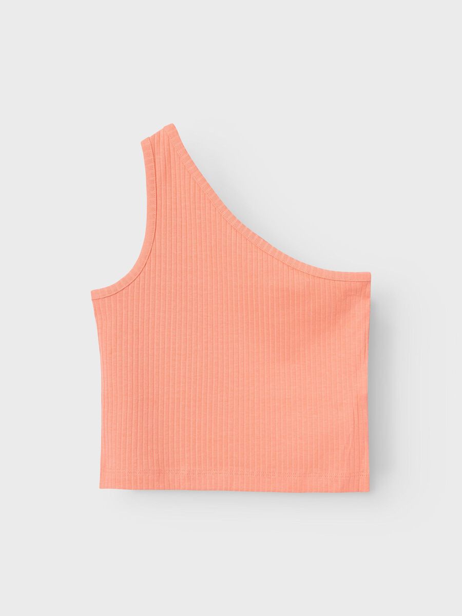 Name it:Off shoulder cropped top: papaya punch