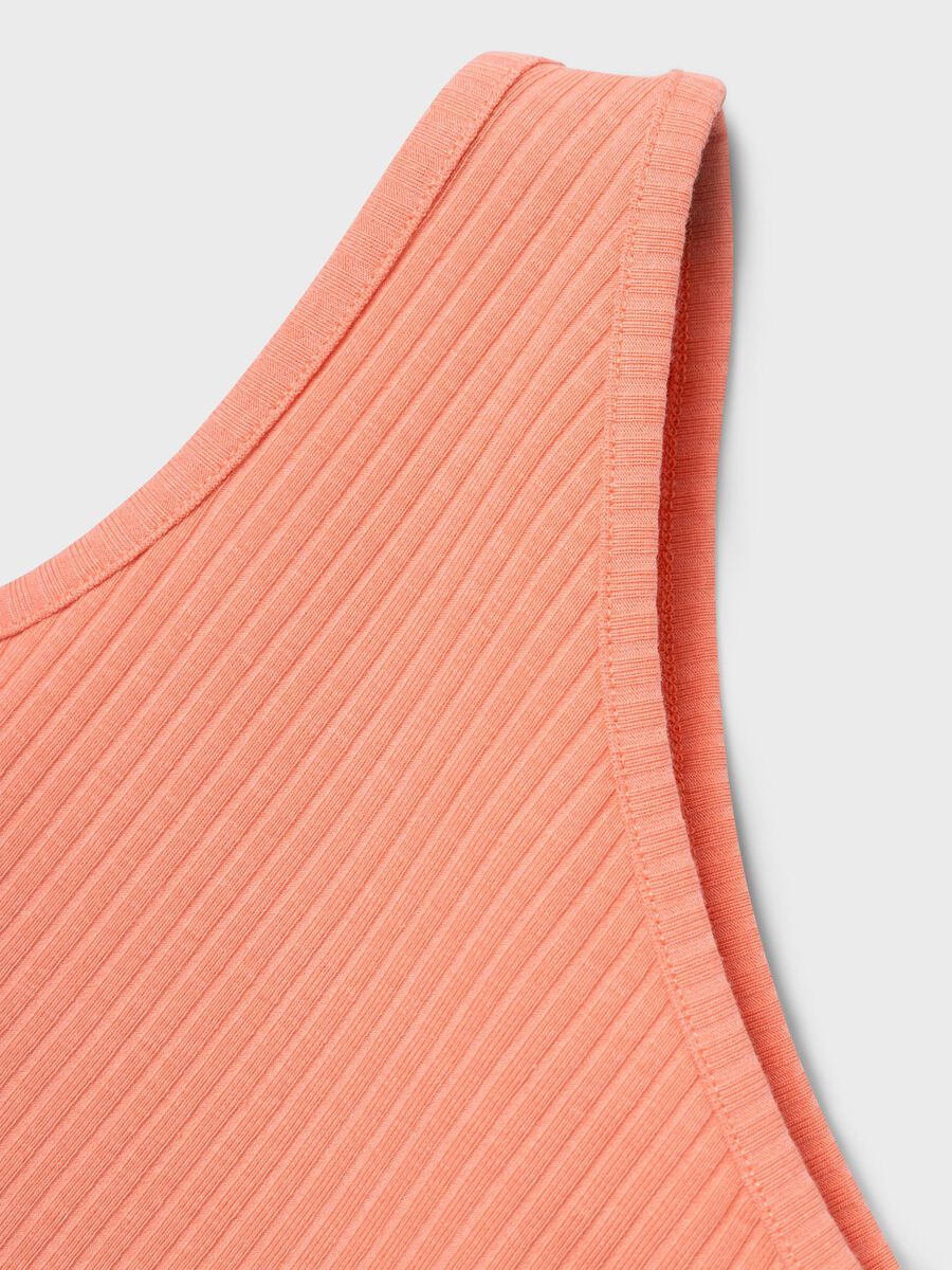 Name it:Off shoulder cropped top: papaya punch