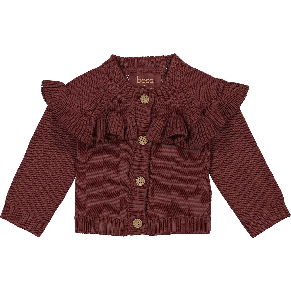 Bess: Cardigan ruffles bordeaux