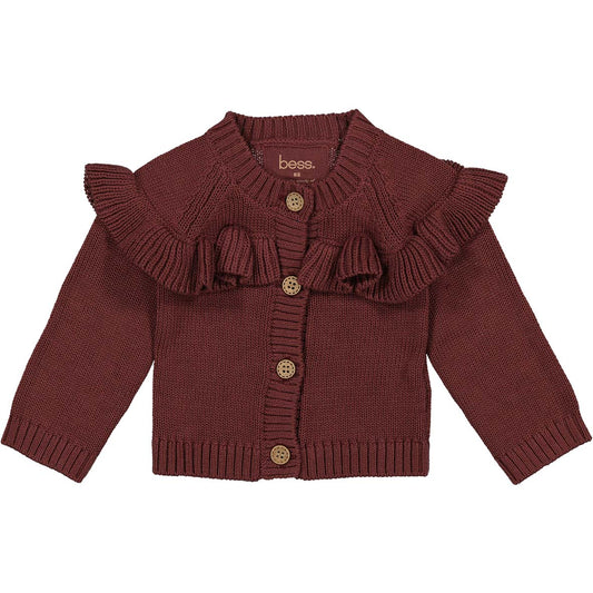 Bess: Cardigan ruffles bordeaux