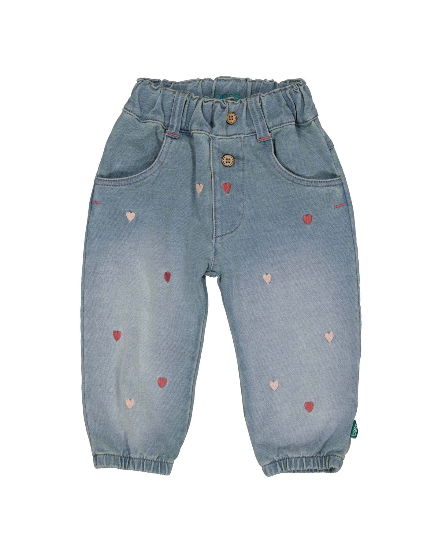 Bess: Pants Jog Denim hartjes