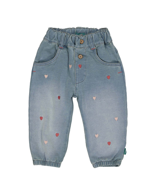 Bess: Pants Jog Denim hartjes