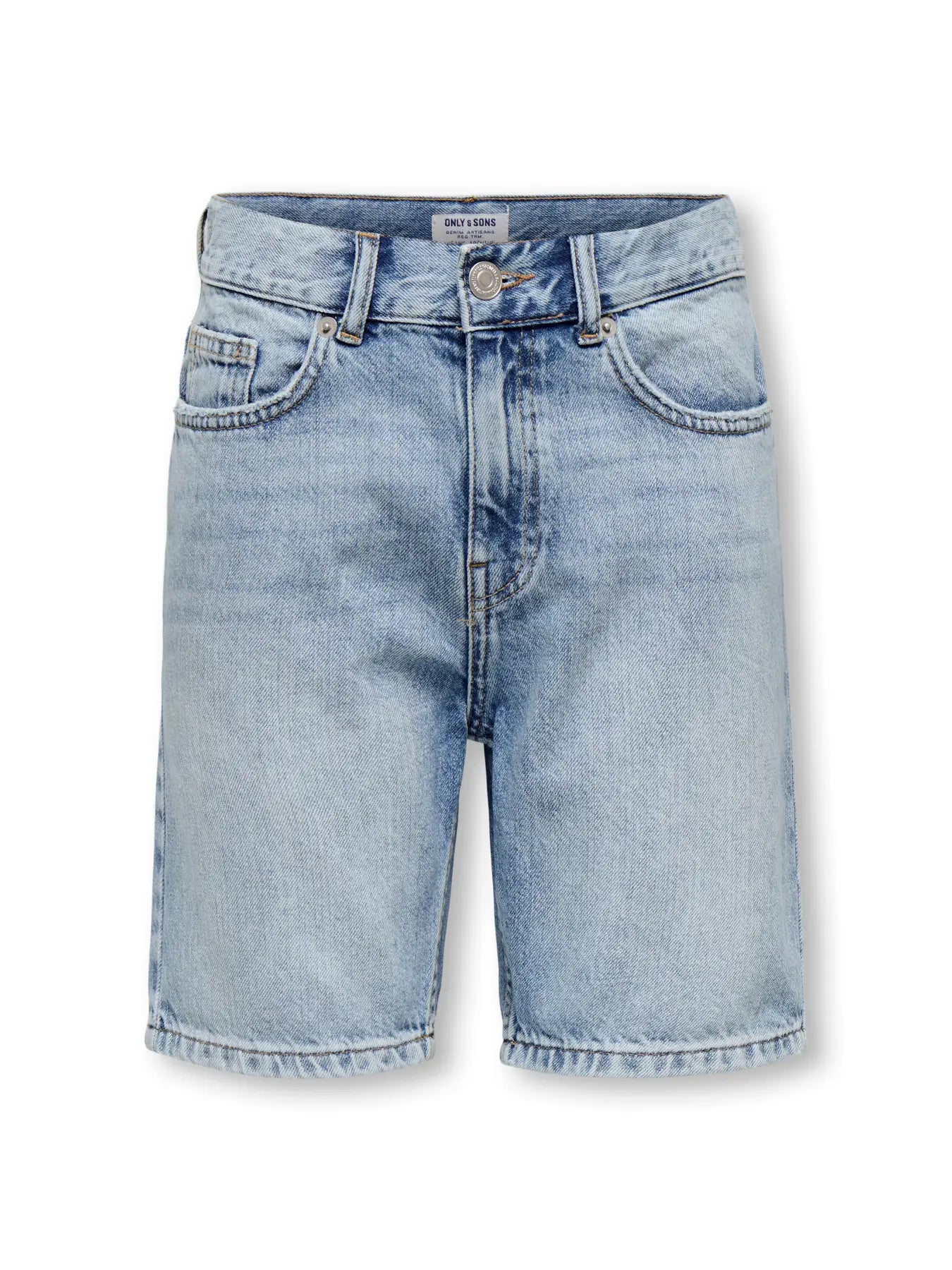 Only & Sons: baggy short:Light Blue Denim