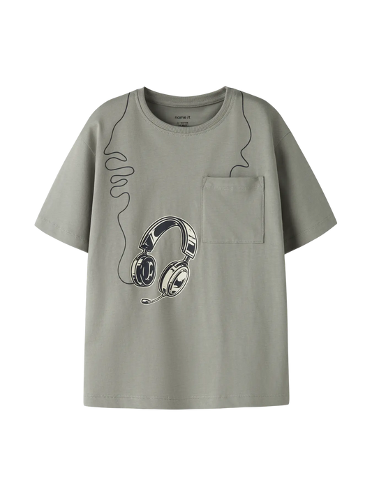 Name it: t-shirt green "Headset"