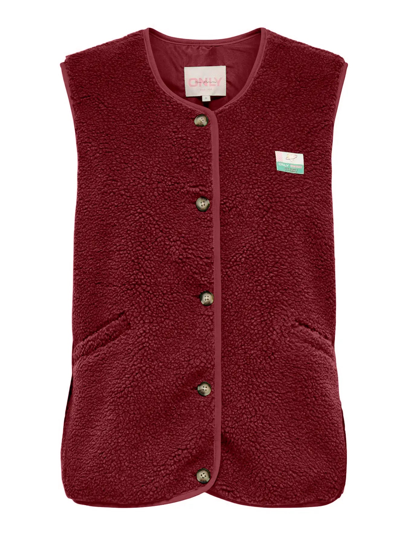 Only: Teddy vest burgundy