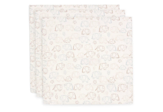 Jollein: Hydrofiele Doek Small 70x70cm - Elephant Tales - 3 Stuks