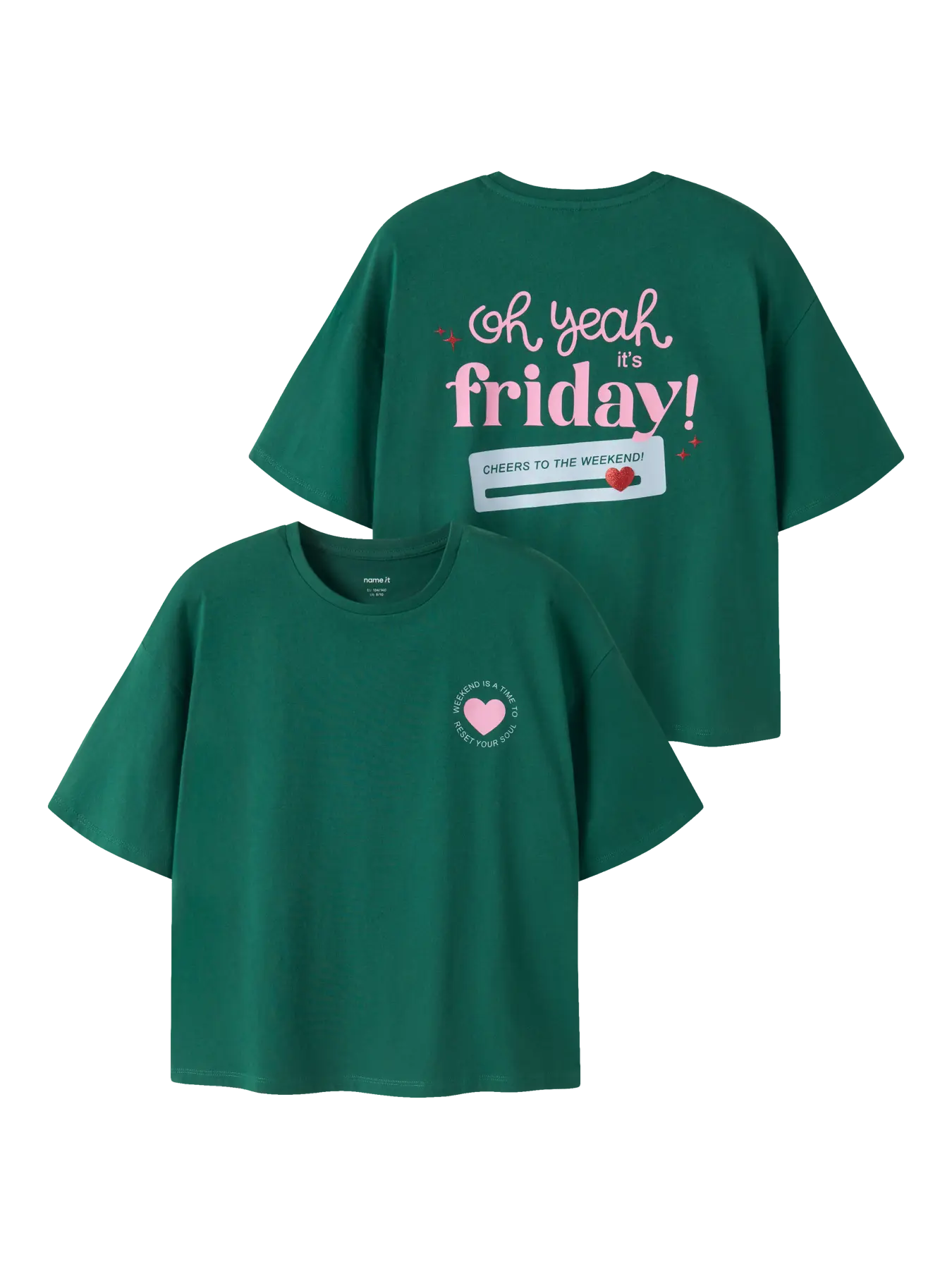 Name it: shirt green "Weekend"