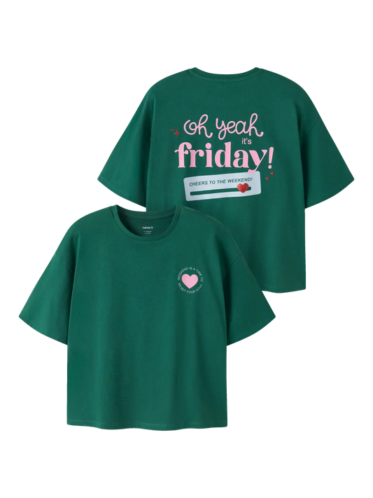 Name it: shirt green "Weekend"