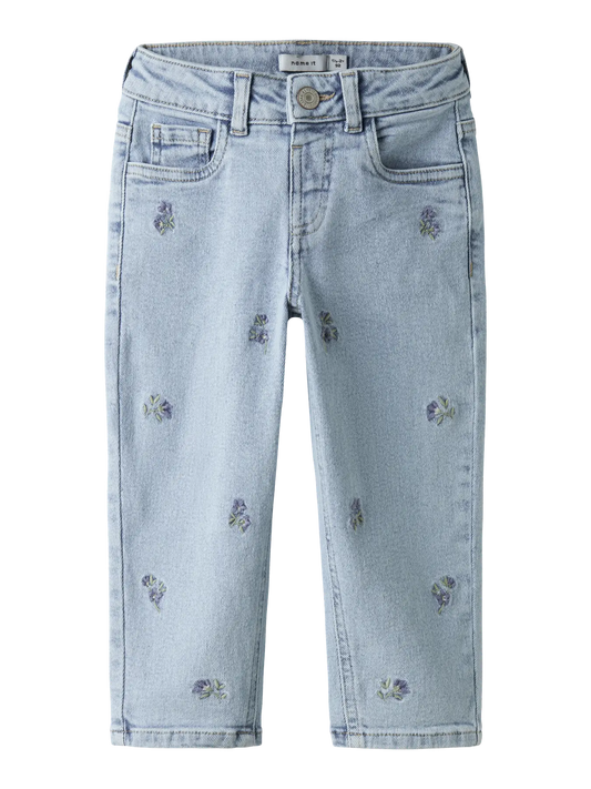 Name it:IMKE: Mom jeans flower light blue denim