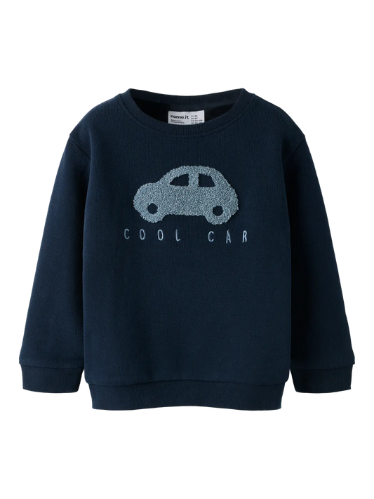 Name it: sweater navy blue car