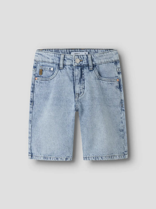 Name it:Bart: Baggy short light blue bleached denim