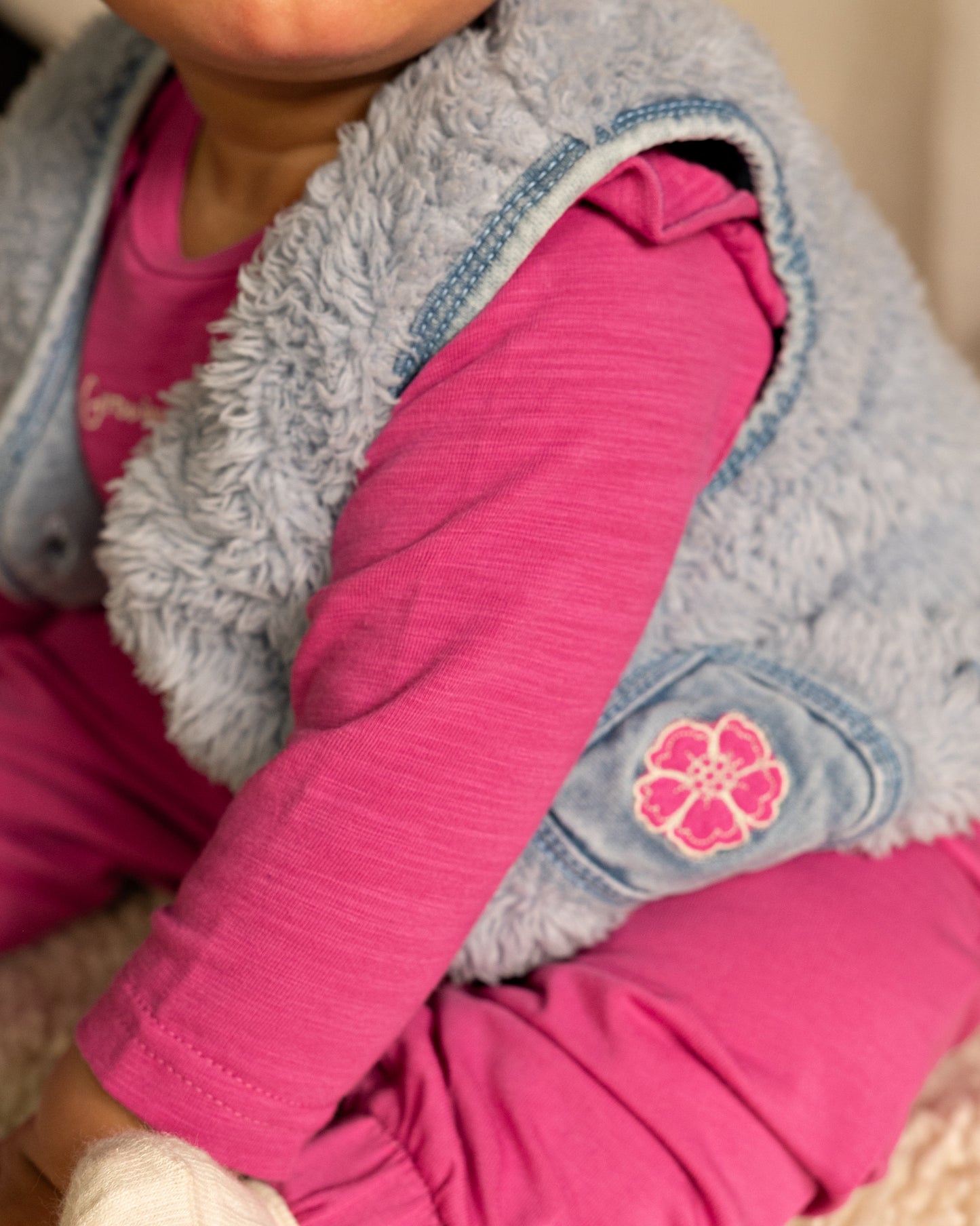 Bess: Teddy jacket: jeans blue