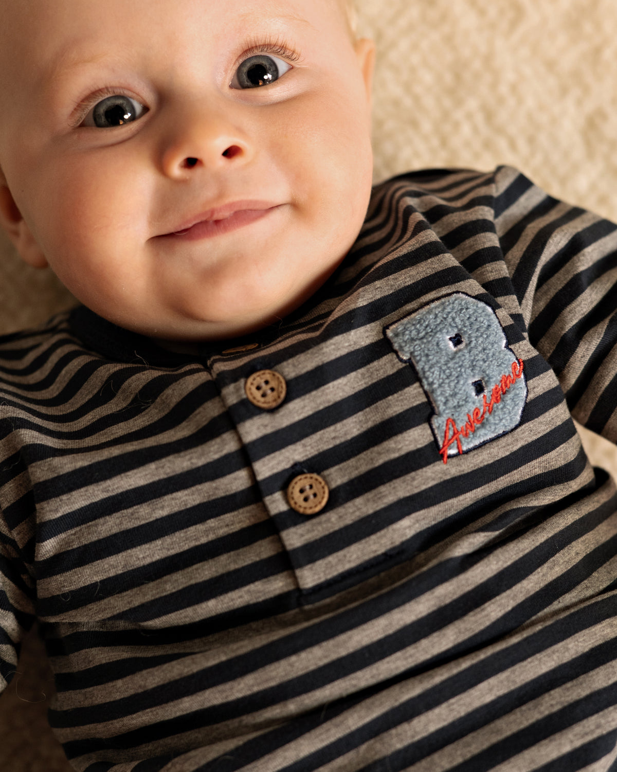 Bess:LS stripes taupe