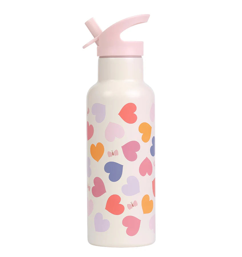 A Little Lovely Company:RVS Large 500 ml Drinkfles:hartjes