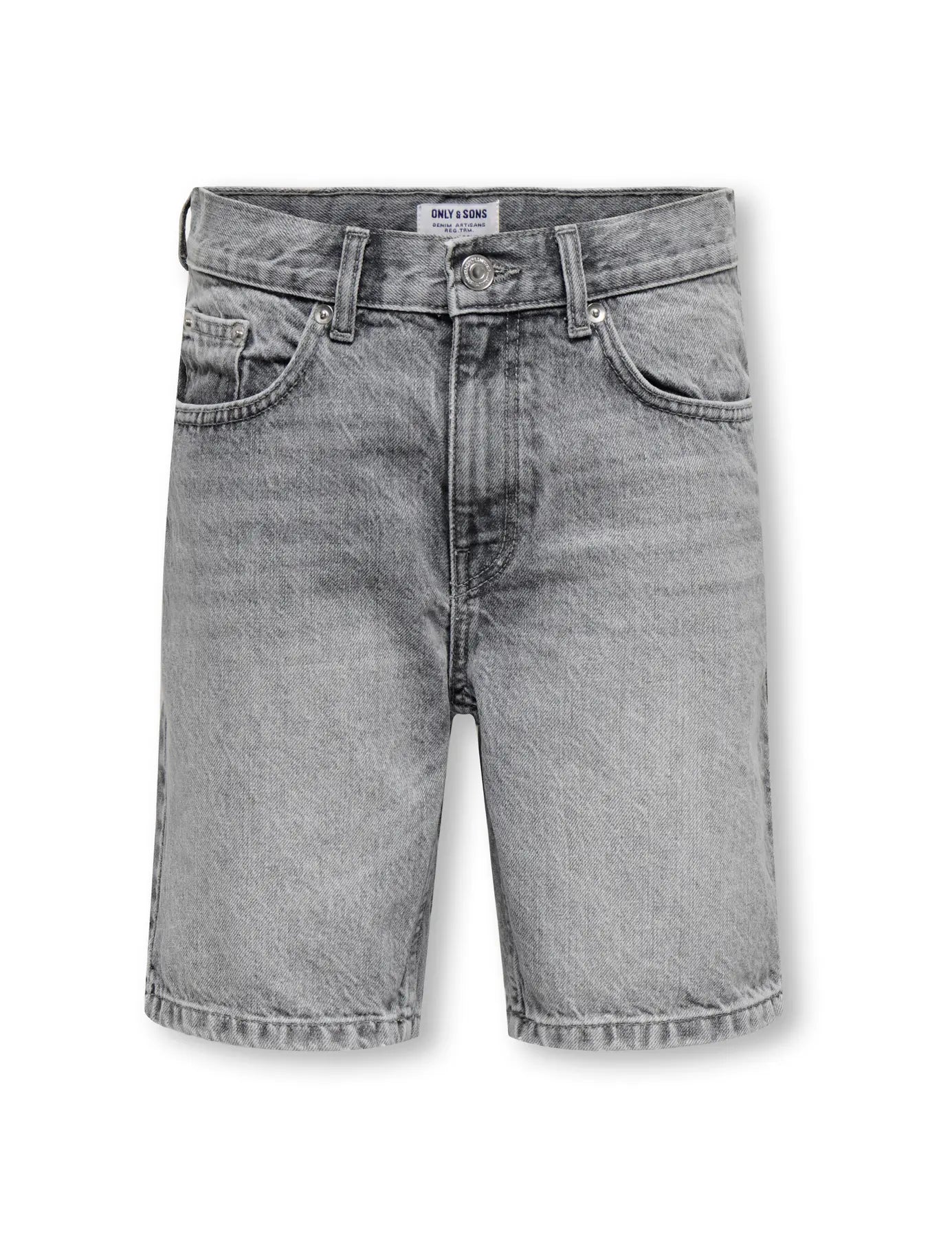 Only & Sons: baggy short:Medium grey denim