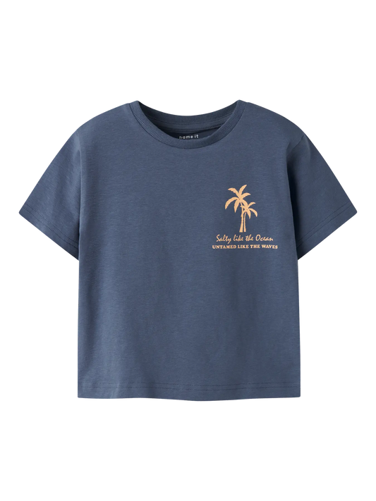 Name it: shirt indigo with backprint