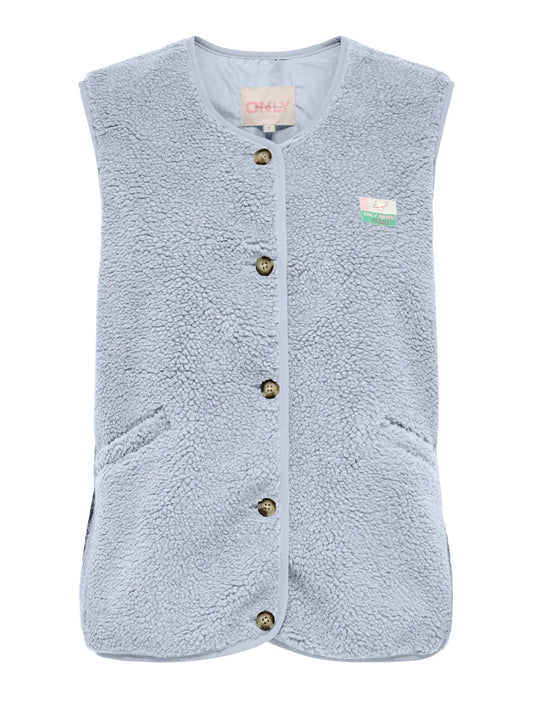 Only: teddy vest: blue vintage