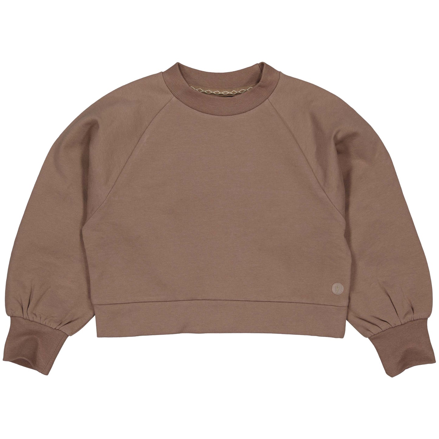 Levv: GRASTI: Korte trui brown dust / ruffles achterkant