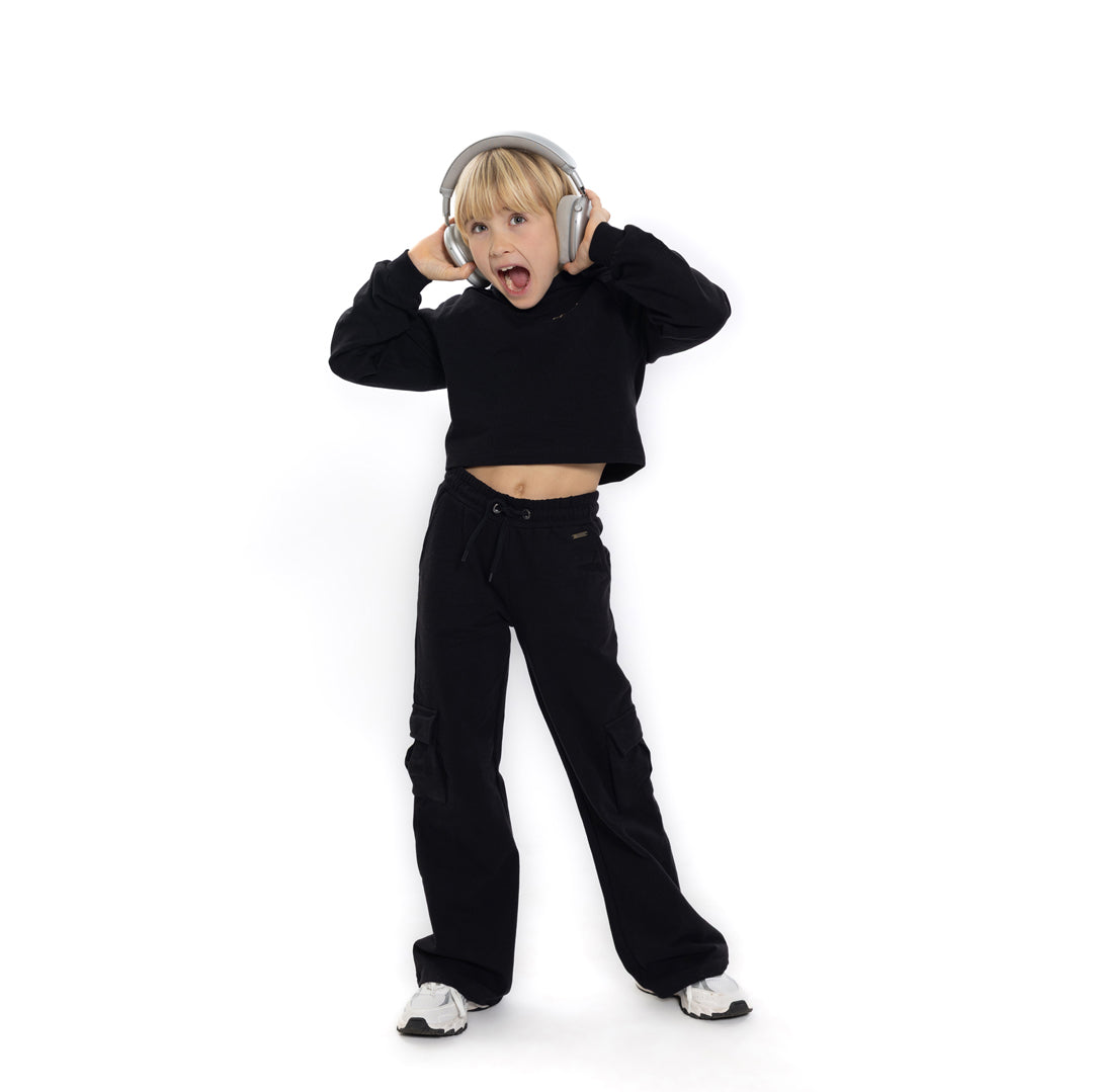 No way monday:korte hoodie loose fit black