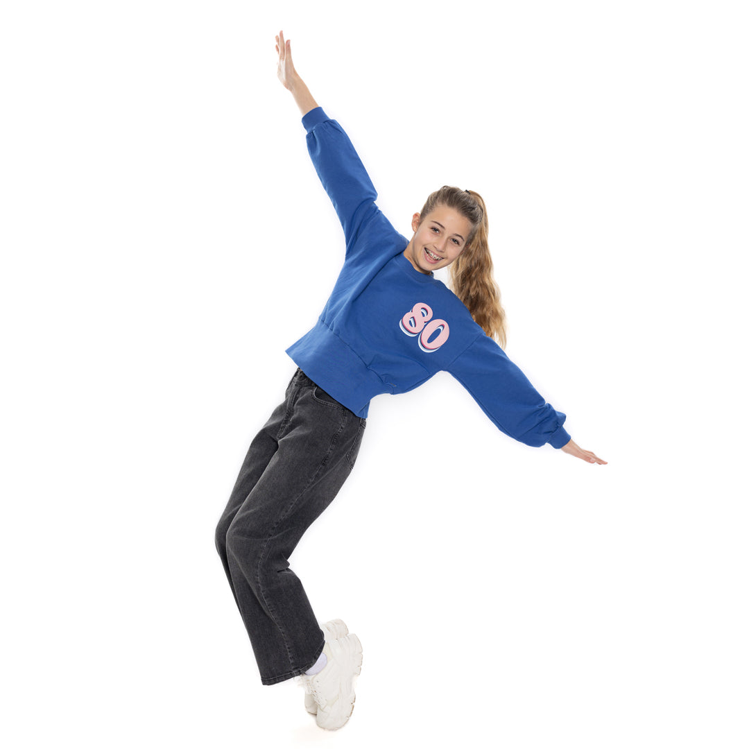 No way monday:sweater loose fit "80" with backprint