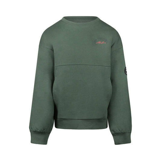 No way monday: sweater loose fit forest green with backprint