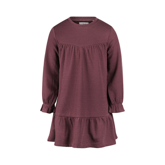 Koko Noko: dress LS donkerpaars ribstof