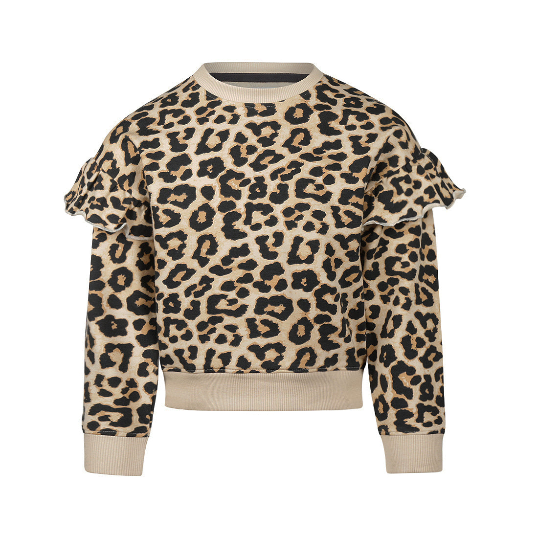Koko Noko: sweater off white panterprint ruffles