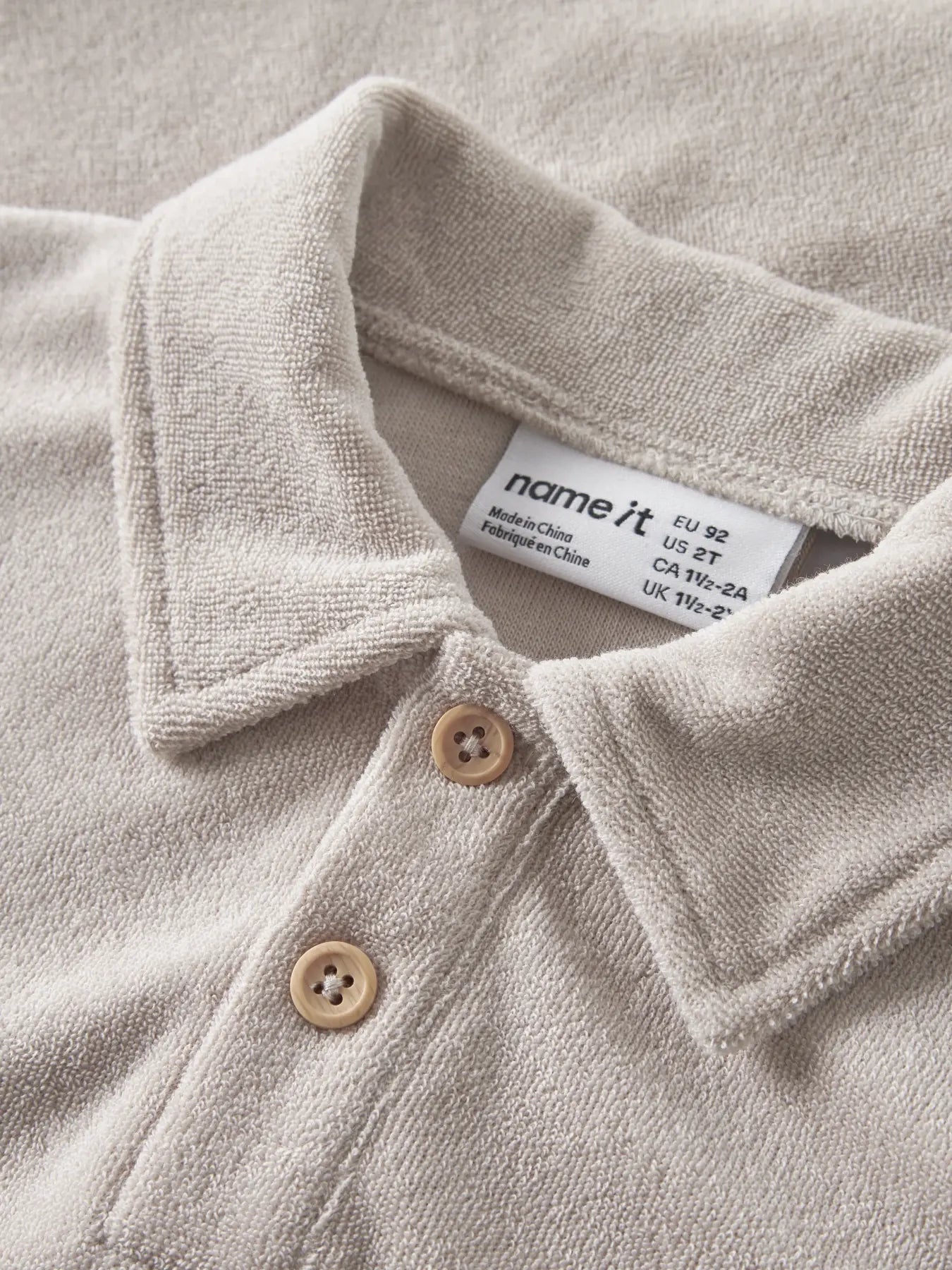 Name it: zandkleurig badstoffen polo