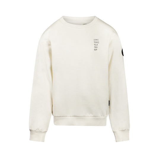 No way monday: Sweater offwhite +backprint