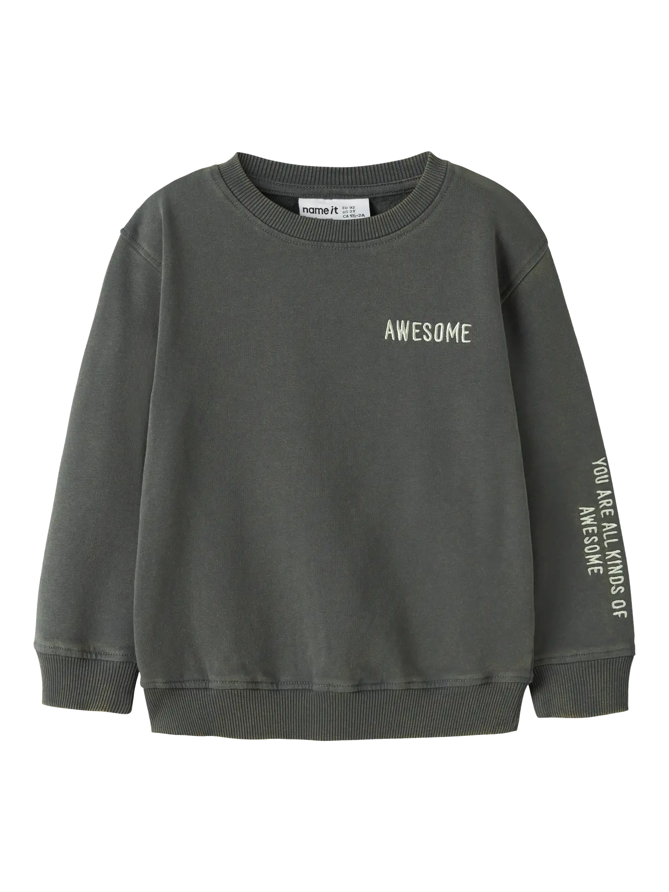 Name it: sweater "AWESOME" legergroen