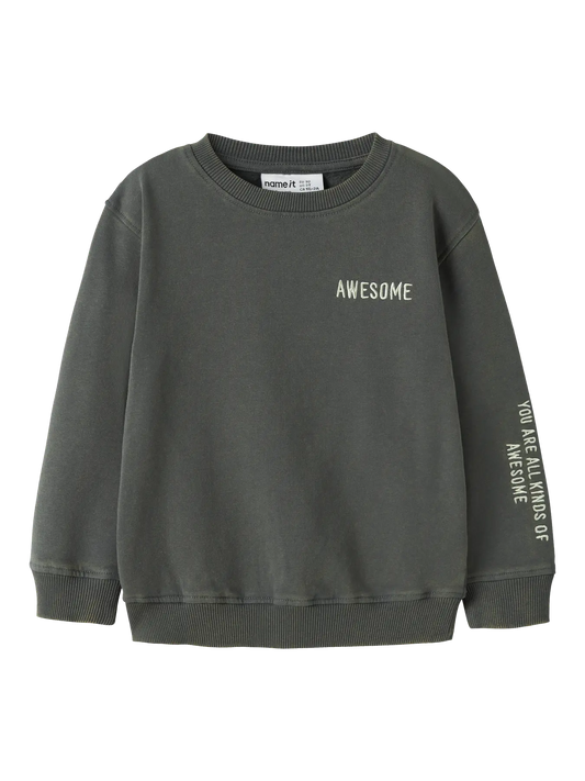 Name it: sweater "AWESOME" legergroen