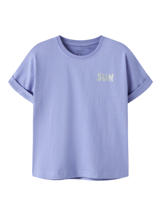 Name it: t-shirt "Sun" purple