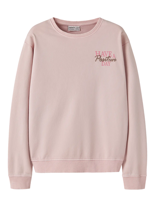 Name it: Sweater "Positive day" pink