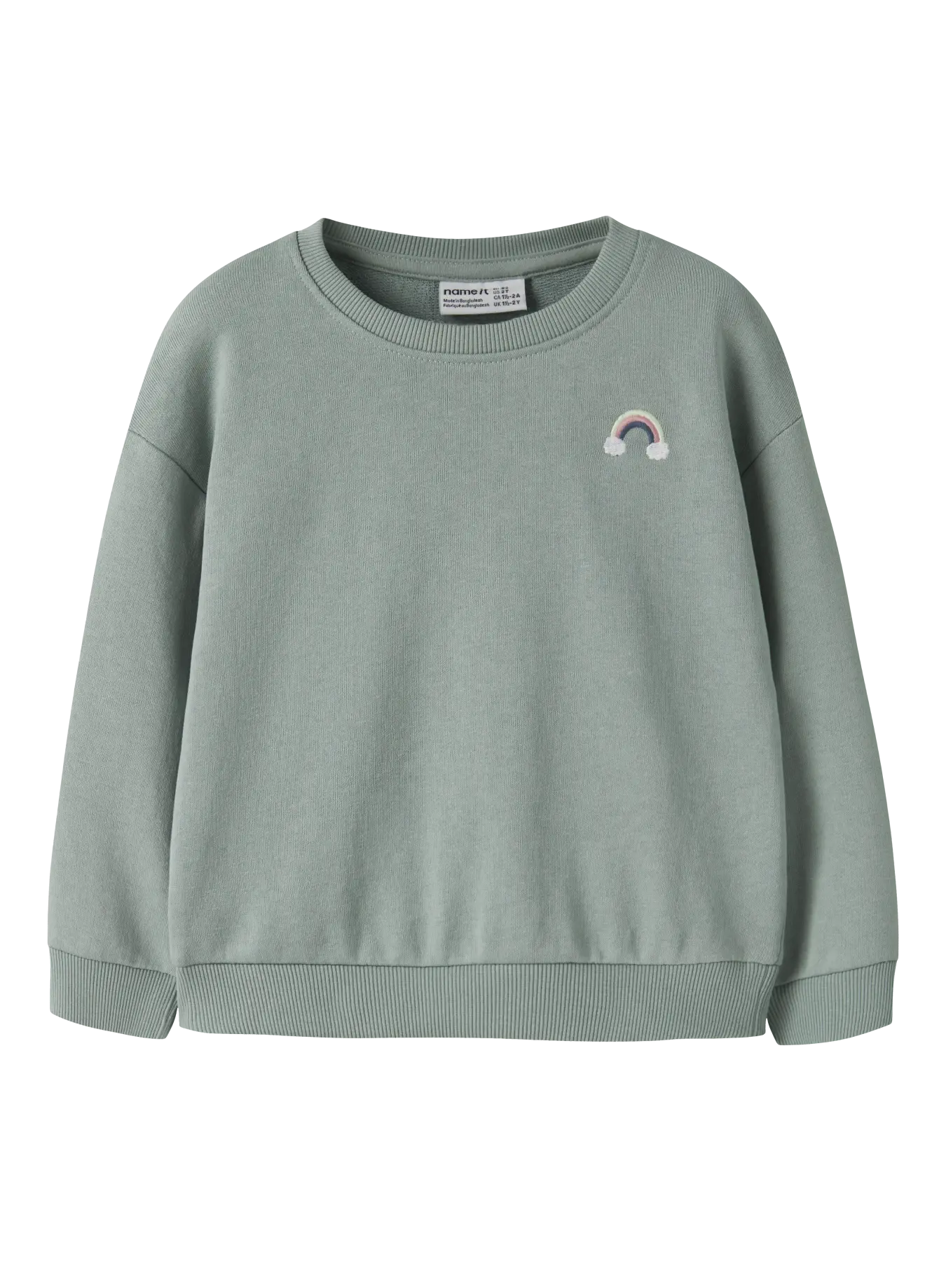 Name it: sweater green rainbow